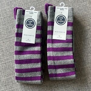 NEW! 2 Pair Life is Good Over the Knee Socks